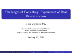 Challenges of Consulting - Vanderbilt Biostatistics Wiki