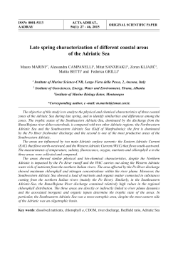 Late spring characterization of different coastal areas of the Adriatic