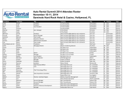Auto Rental Summit 2014 Post Show Attendee Roster