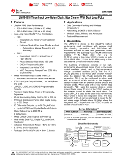 LMK04816 Three Input Low-Noise Clock Jitter Cleaner w/Dual Loop