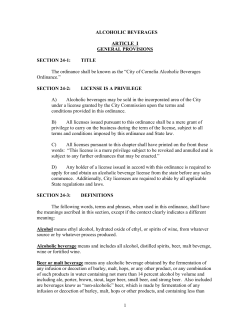 Alcohol Beverages Ordinance Article I General