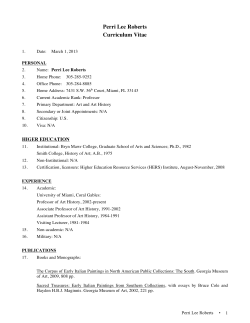 Perri Lee Roberts Curriculum Vitae - University of Miami College of