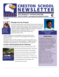 Message from the Principal Creston`s Marching Band by Mr