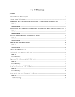 Fall THI Readings - Biola University