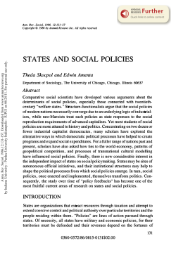 States and Social Policies - Indiana University&ndash;Purdue University