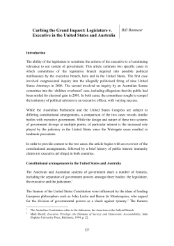 Curbing the Grand Inquest: Legislature v. Executive in the United