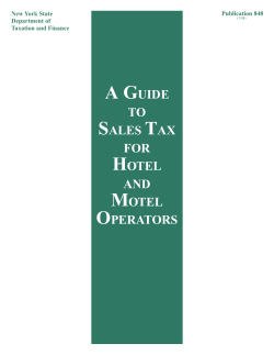 Pub 848:A Guide to Sales Tax for Hotel and Motel Operators