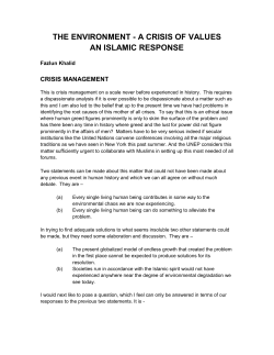the environment - a crisis of values an islamic response