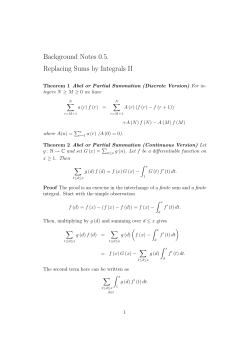 Background Notes 0.5. Replacing Sums by Integrals II