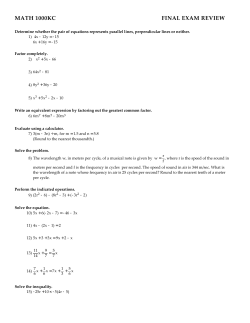 MATH 1000KC FINAL EXAM REVIEW