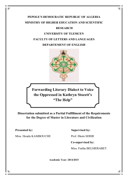 Forwarding Literary Dialect to Voice the Oppressed in Kathryn