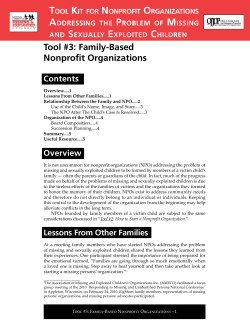 Tool #3: Family-Based Nonprofit Organizations