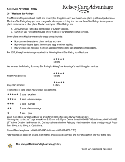 KelseyCare Advantage &ndash; H0332 2017 Medicare Star Ratings* The