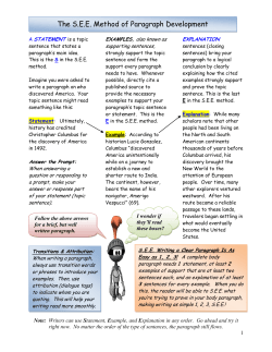 SEE Method of Paragraph Development