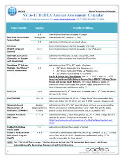 2016-2017 Student Assessment Calendar