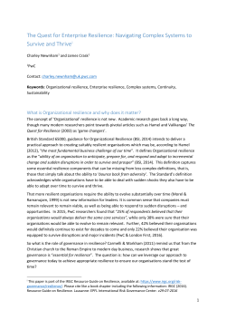 The Quest for Enterprise Resilience