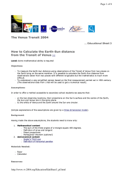 l To measure the Earth-Sun distance using ob