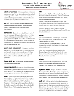 Bar services, F.A.Q. and Packages