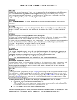 MIDDLE SCHOOL SUMMER READING ASSIGNMENTS Summer