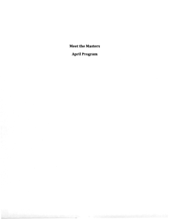 Meet the Masters April Program