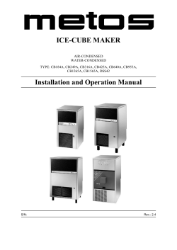 ICE-CUBE MAKER Installation and Operation Manual