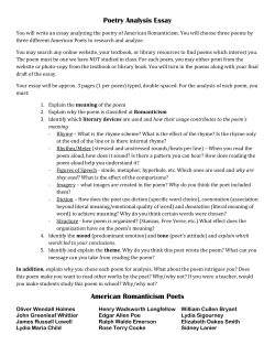 Poetry Analysis Essay American Romanticism Poets