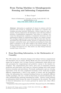 From Turing Machine to Morphogenesis