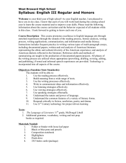Syllabus: English III Regular and Honors