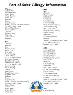 Port of Subs® Allergy Information