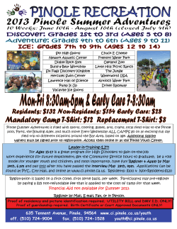 2013 Pinole Summer Adventures Registration Packet