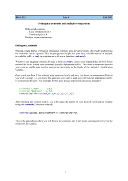Orthogonal contrasts and multiple comparisons