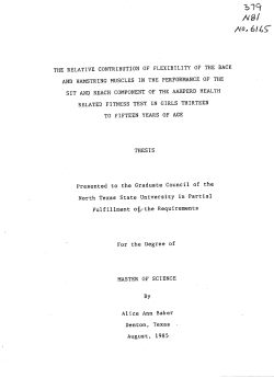 Presented to the Graduate Council of the North Texas State