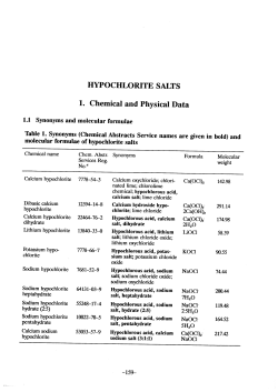 Hypochlorite Salts - IARC Monographs on the Evaluation of