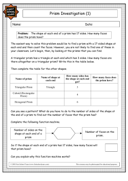 Prism Investigation - First School Years