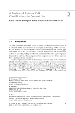 A Review of Rotator Cuff Classifications in Current Use