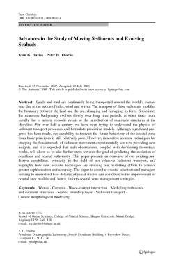 Advances in the Study of Moving Sediments and Evolving Seabeds