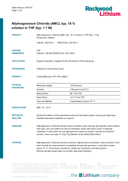 Allylmagnesium Chloride (AMC), typ. 18 % solution in THF (typ. 1.7 M)