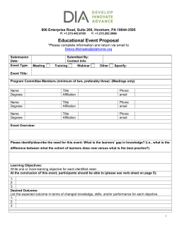 Educational Event Proposal - Drug Information Association