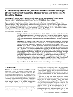 A Clinical Study of PMCJ-9 (Bacillus Calmette&ndash;Gu&eacute;rin Connaught