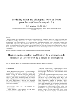 Modelling colour and chlorophyll losses of frozen green beans