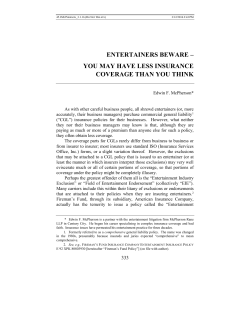 entertainers beware &ndash; you may have less insurance coverage than