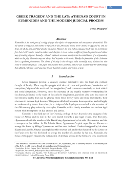 GREEK TRAGEDY AND THE LAW: ATHENA`S COURT IN