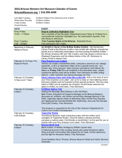 2016 Briscoe Western Art Museum Calendar of Events