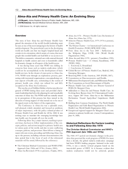 Alma-Ata and Primary Health Care: An Evolving Story