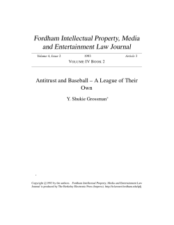 Antitrust and Baseball &ndash; A League of Their Own