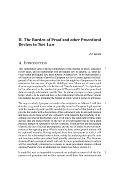 II. The Burden of Proof and other Procedural Devices in
