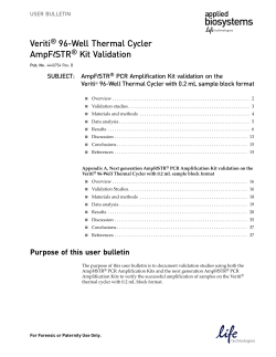 Veriti&reg; 96-Well Thermal Cycler AmpFlSTR&reg; Kit Validation User