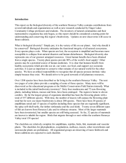 Biodiversity of the Southern Honeoye Valley