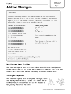 Topic 1 Addition Strategies