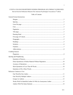APA Style: Format Guidelines